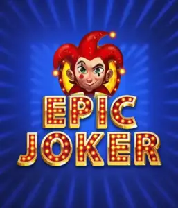 Experience the energetic world of Epic Joker slot by Relax Gaming, highlighting a mischievous joker with a vivid hairstyle set against a luminous blue background. This graphic portrays the fun and excitement of classic slots, ideal for players who enjoy a nostalgic touch, providing a captivating gaming experience.