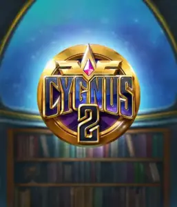 Explore the enchanting artwork of Cygnus 2 Slot by ELK Studios, highlighting a luxurious logo with a vibrant purple and gold design. Set against a celestial library backdrop, this image captures the spirit of mystical exploration. 